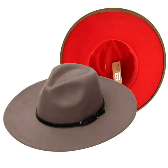 CLASSIC Fur Felt Fedora Trilby Cowboy Hat Stiff Wide Brim Black55cm 8cm